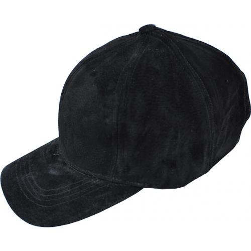 Classico Italiano Black Genuine Suede Leather Baseball Hat